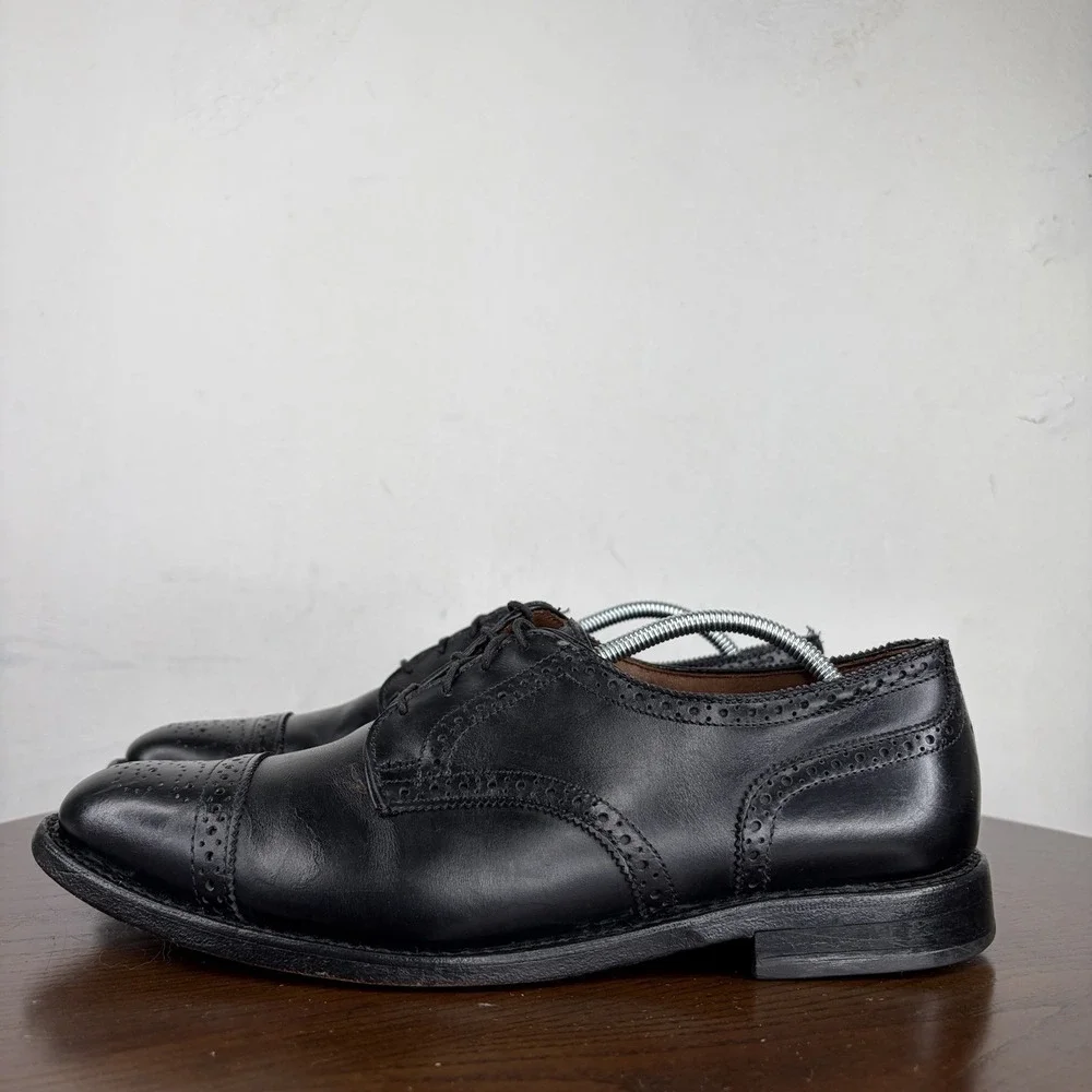 Allen Edmonds Sandford Shoes Men's 9 E Black Leather Cap Toe Brogue Oxford Dress